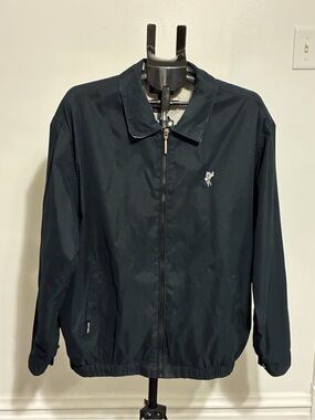 Ashworth Navy Blue Full-Zip Windbreaker Jacket with Embroidered Logo